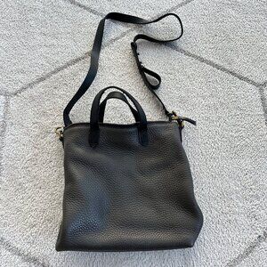 Madewell Transport Gray/Black Pebbled Leather Convertible Crossbody Bag